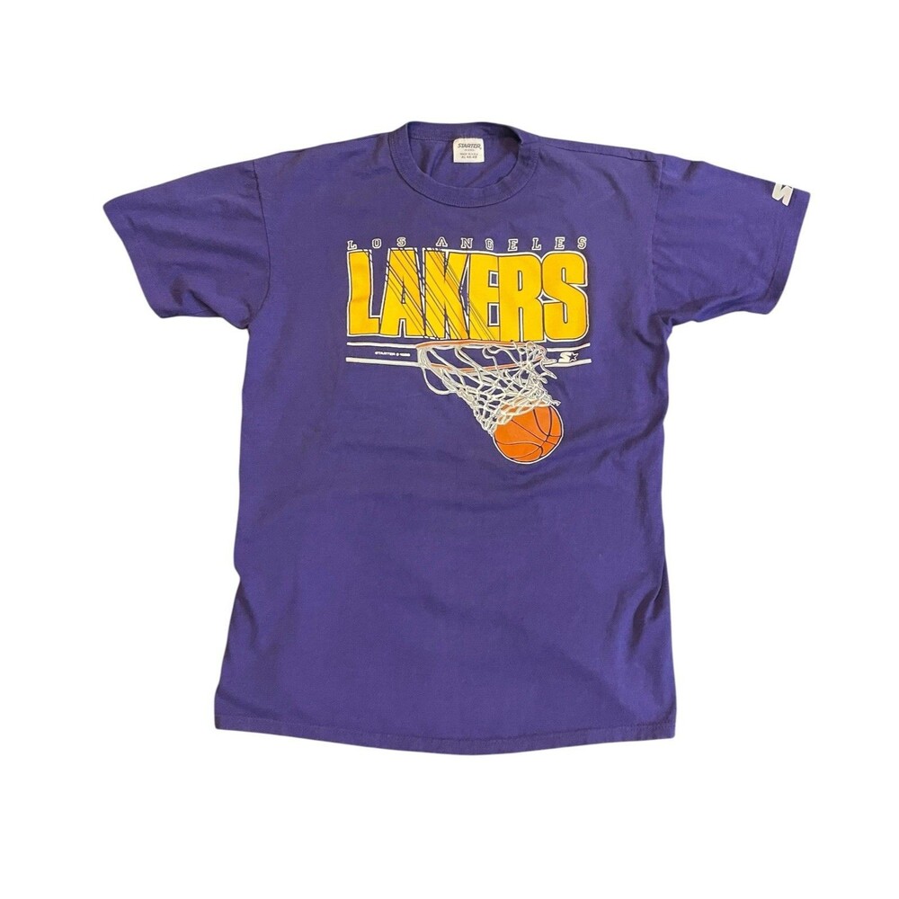 Vintage 80s Starter Los Angeles Lakers Purple T Shirt Size XL Made In USA